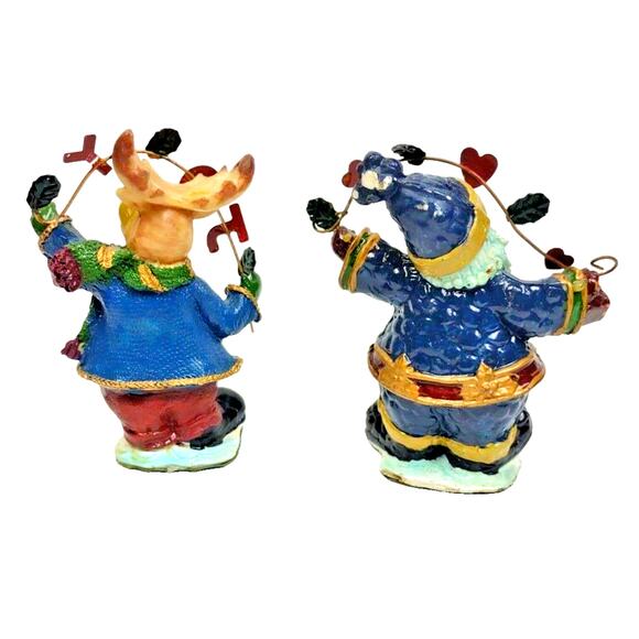 Vintage Christmas Santa and Deer Hand Painted Table Top Figures Set of 2 - Picture 2 of 7